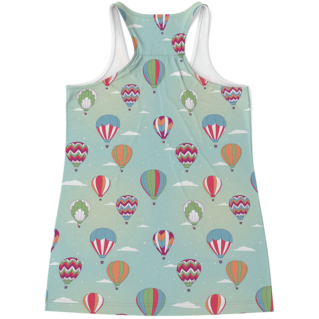 Hot Air Balloon Pattern Print Women's Racerback Tank Top