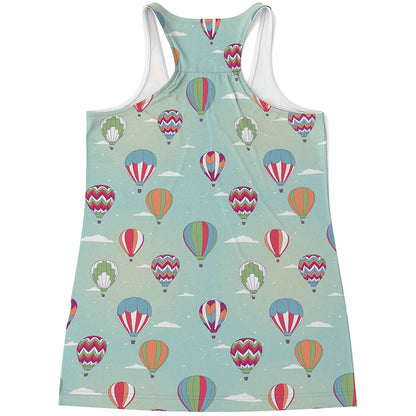 Hot Air Balloon Pattern Print Women's Racerback Tank Top