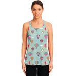 Hot Air Balloon Pattern Print Women's Racerback Tank Top
