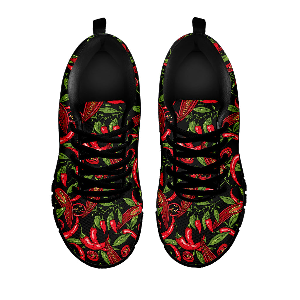Hot Chili Peppers Pattern Print Black Sneakers