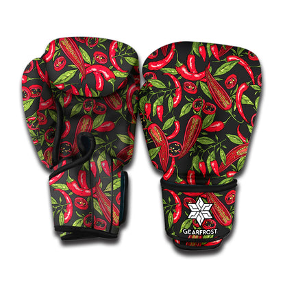 Hot Chili Peppers Pattern Print Boxing Gloves