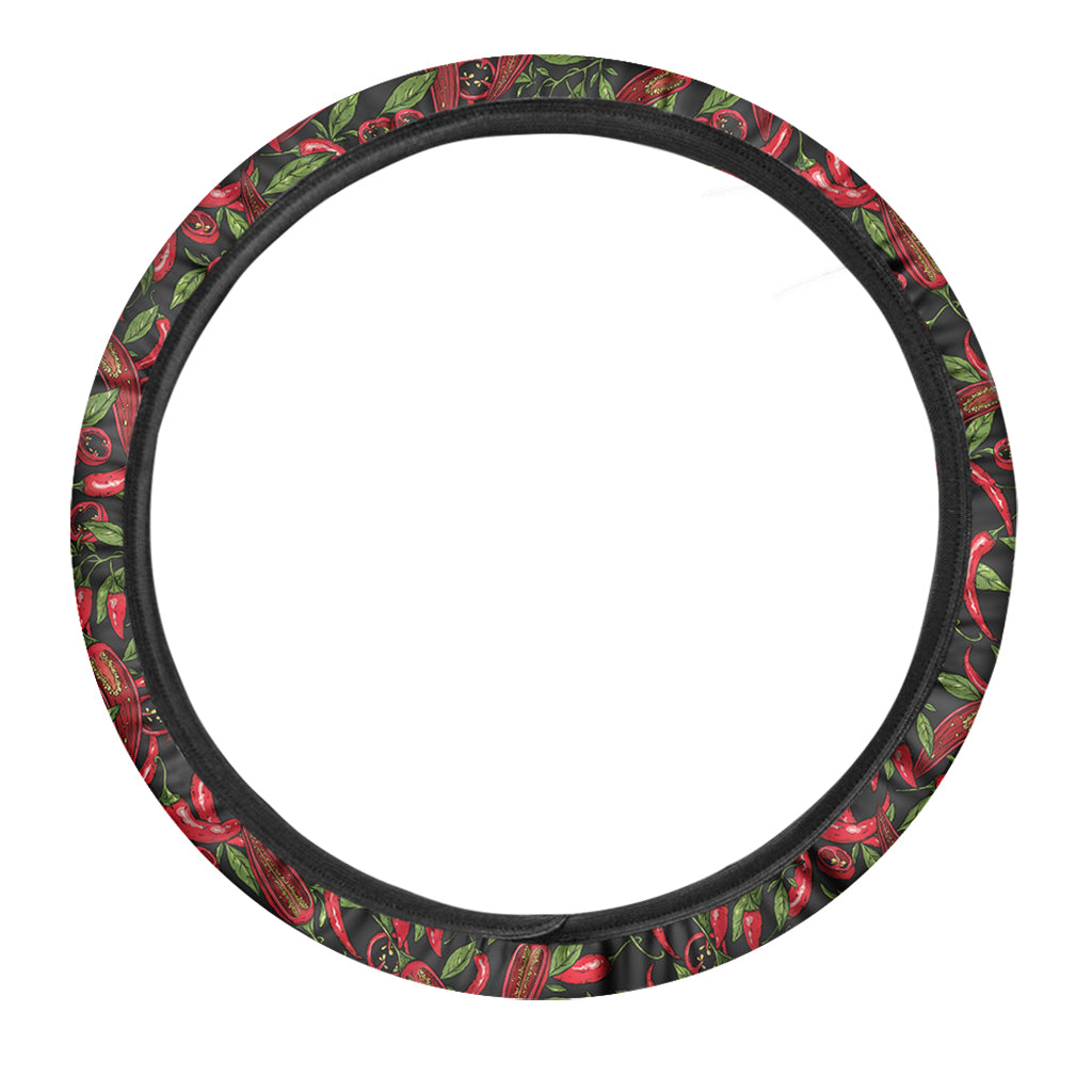 Hot Chili Peppers Pattern Print Car Steering Wheel Cover