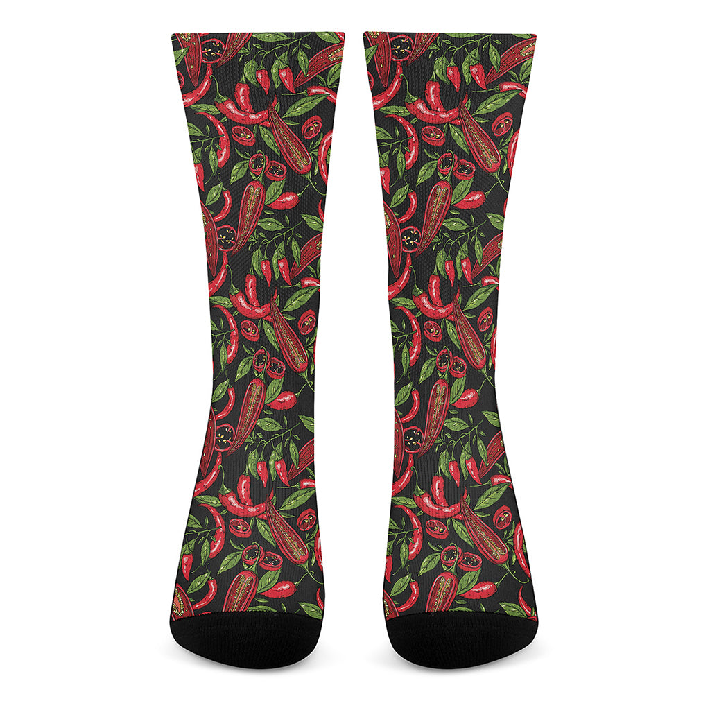 Hot Chili Peppers Pattern Print Crew Socks