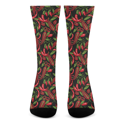 Hot Chili Peppers Pattern Print Crew Socks