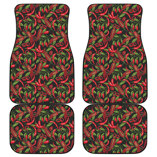 Hot Chili Peppers Pattern Print Front and Back Car Floor Mats
