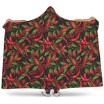 Hot Chili Peppers Pattern Print Hooded Blanket