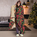 Hot Chili Peppers Pattern Print Hooded Blanket
