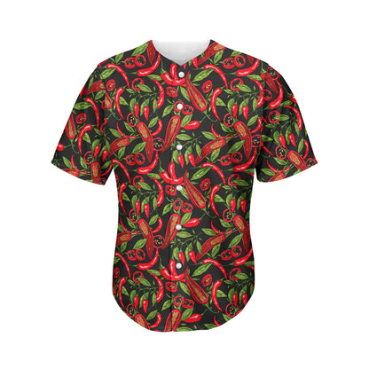 Hot Chili Peppers Pattern Print Men's Baseball Jersey