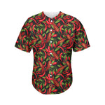 Hot Chili Peppers Pattern Print Men's Baseball Jersey
