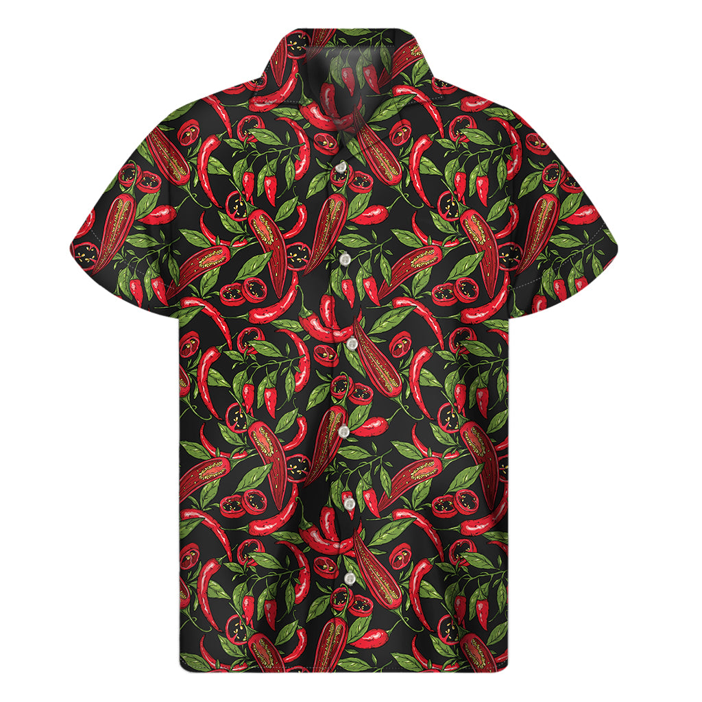 Hot Chili Peppers Pattern Print Men's Short Sleeve Shirt