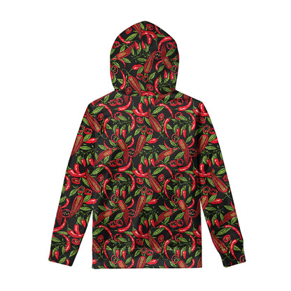 Hot Chili Peppers Pattern Print Pullover Hoodie