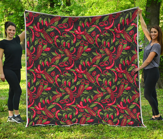 Hot Chili Peppers Pattern Print Quilt