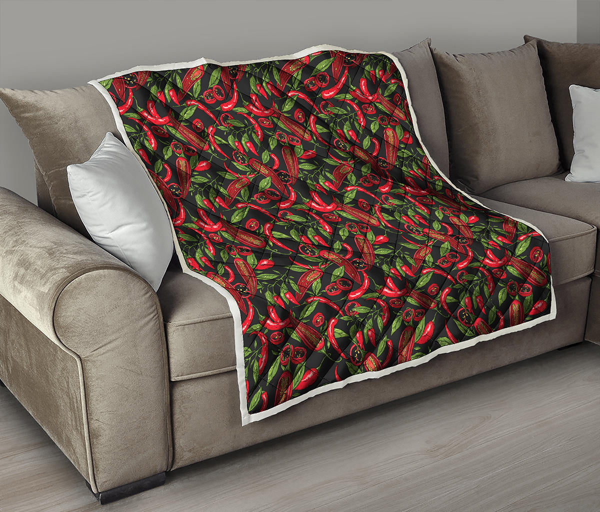 Hot Chili Peppers Pattern Print Quilt