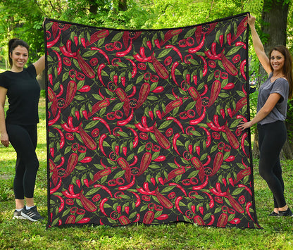 Hot Chili Peppers Pattern Print Quilt