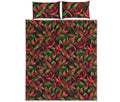 Hot Chili Peppers Pattern Print Quilt Bed Set
