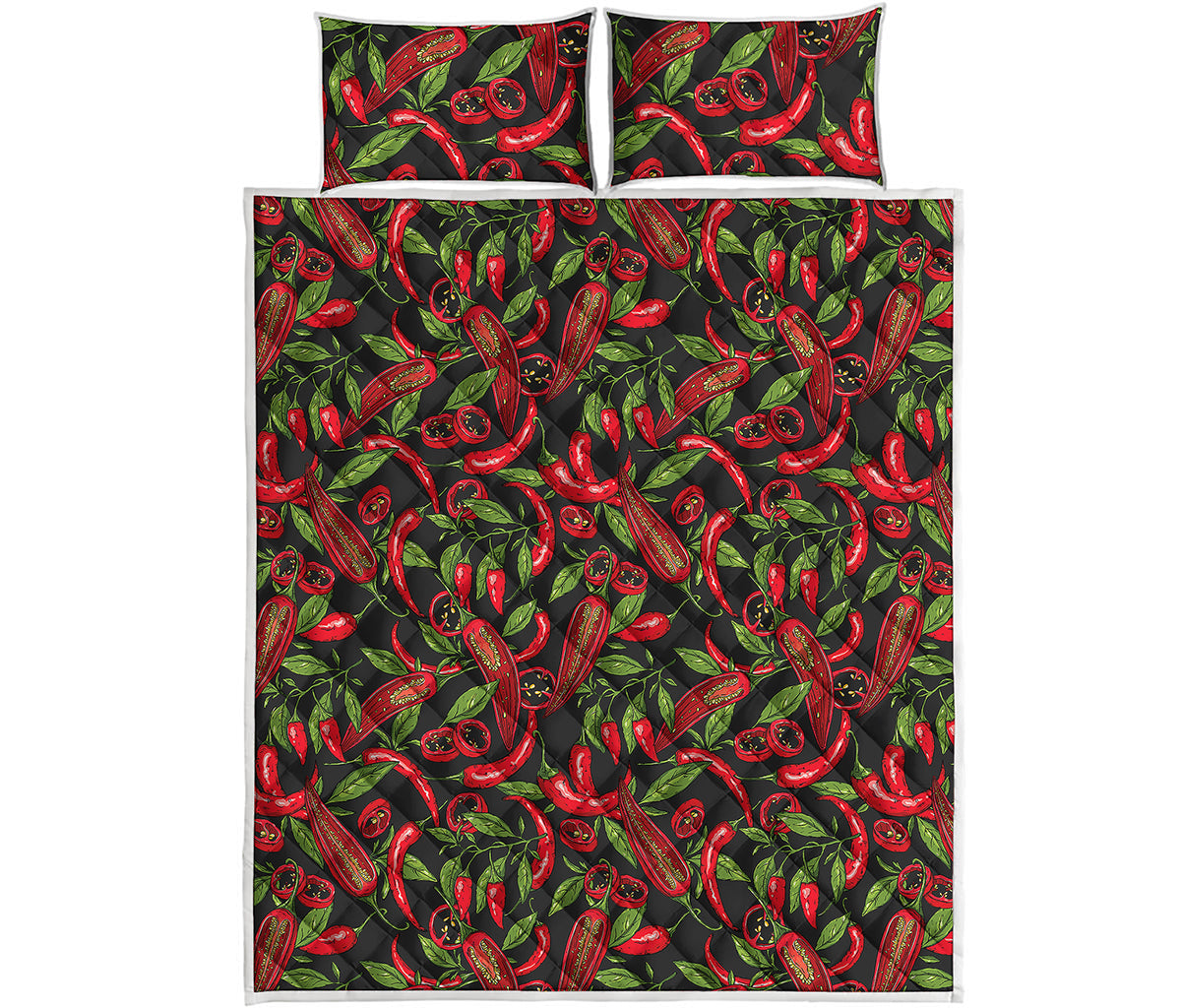 Hot Chili Peppers Pattern Print Quilt Bed Set