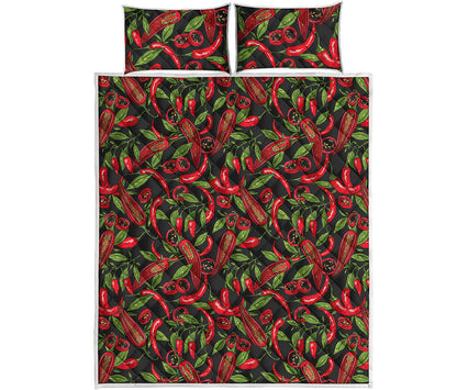 Hot Chili Peppers Pattern Print Quilt Bed Set