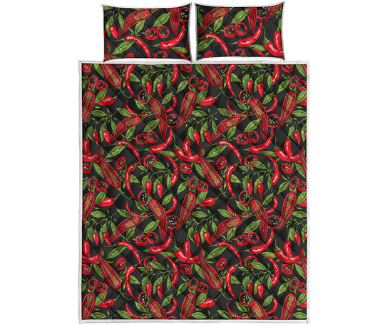 Hot Chili Peppers Pattern Print Quilt Bed Set