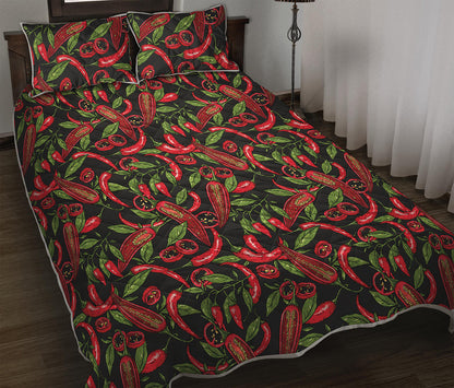 Hot Chili Peppers Pattern Print Quilt Bed Set