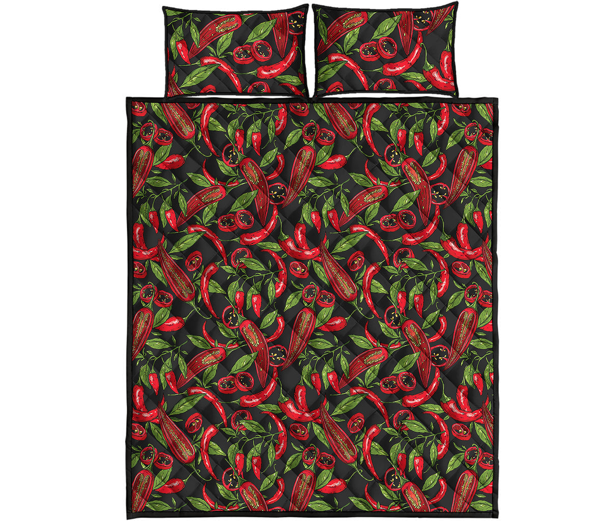 Hot Chili Peppers Pattern Print Quilt Bed Set