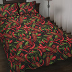 Hot Chili Peppers Pattern Print Quilt Bed Set
