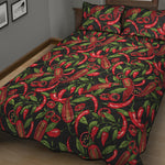 Hot Chili Peppers Pattern Print Quilt Bed Set