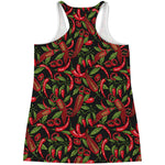 Hot Chili Peppers Pattern Print Women's Racerback Tank Top