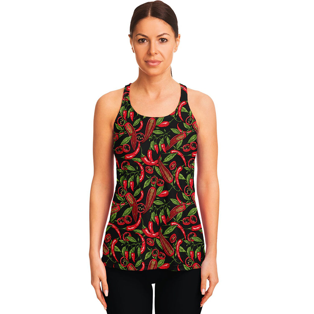 Hot Chili Peppers Pattern Print Women's Racerback Tank Top