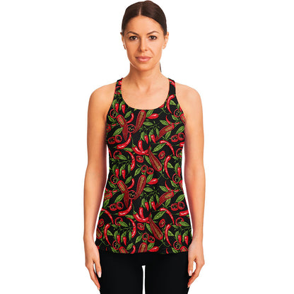 Hot Chili Peppers Pattern Print Women's Racerback Tank Top