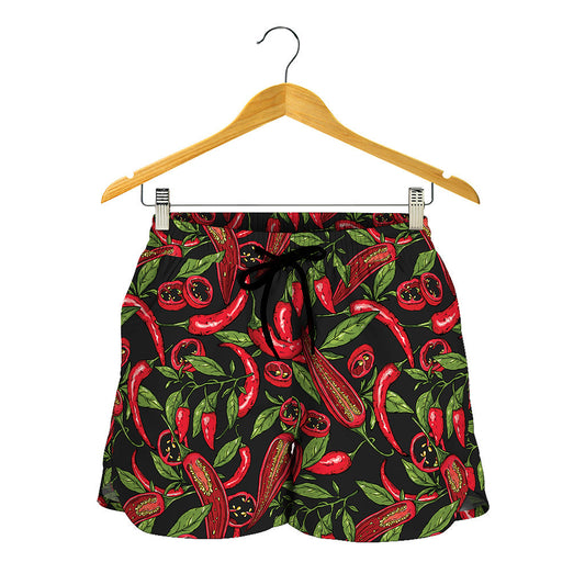 Hot Chili Peppers Pattern Print Women's Shorts