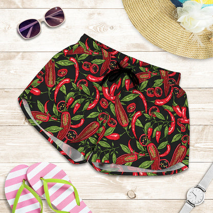 Hot Chili Peppers Pattern Print Women's Shorts