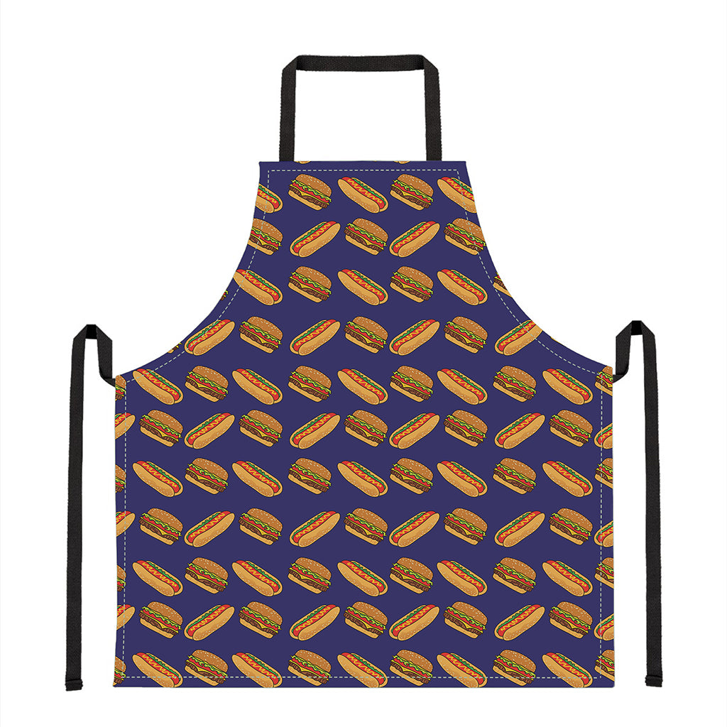 Hot Dog And Hamburger Pattern Print Apron