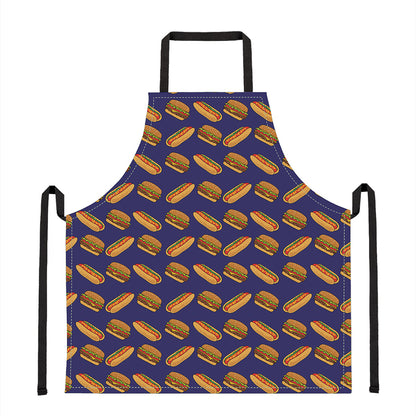 Hot Dog And Hamburger Pattern Print Apron