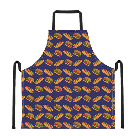 Hot Dog And Hamburger Pattern Print Apron