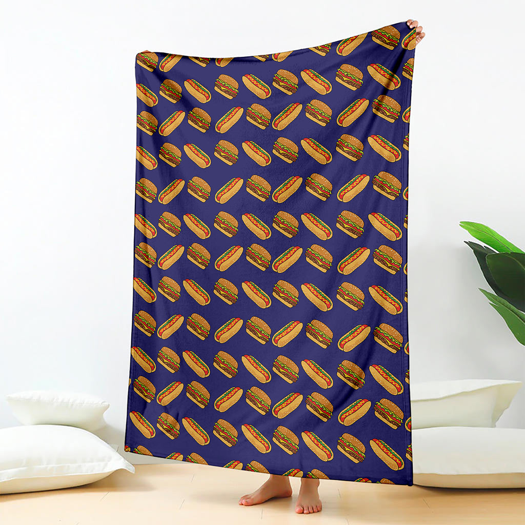 Hot Dog And Hamburger Pattern Print Blanket