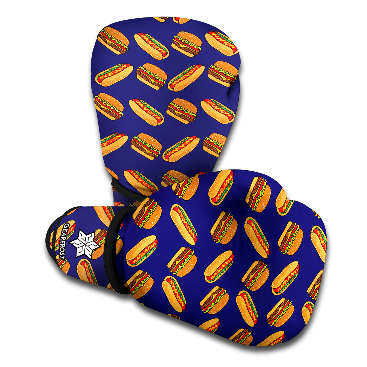 Hot Dog And Hamburger Pattern Print Boxing Gloves