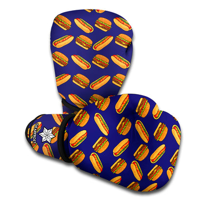 Hot Dog And Hamburger Pattern Print Boxing Gloves
