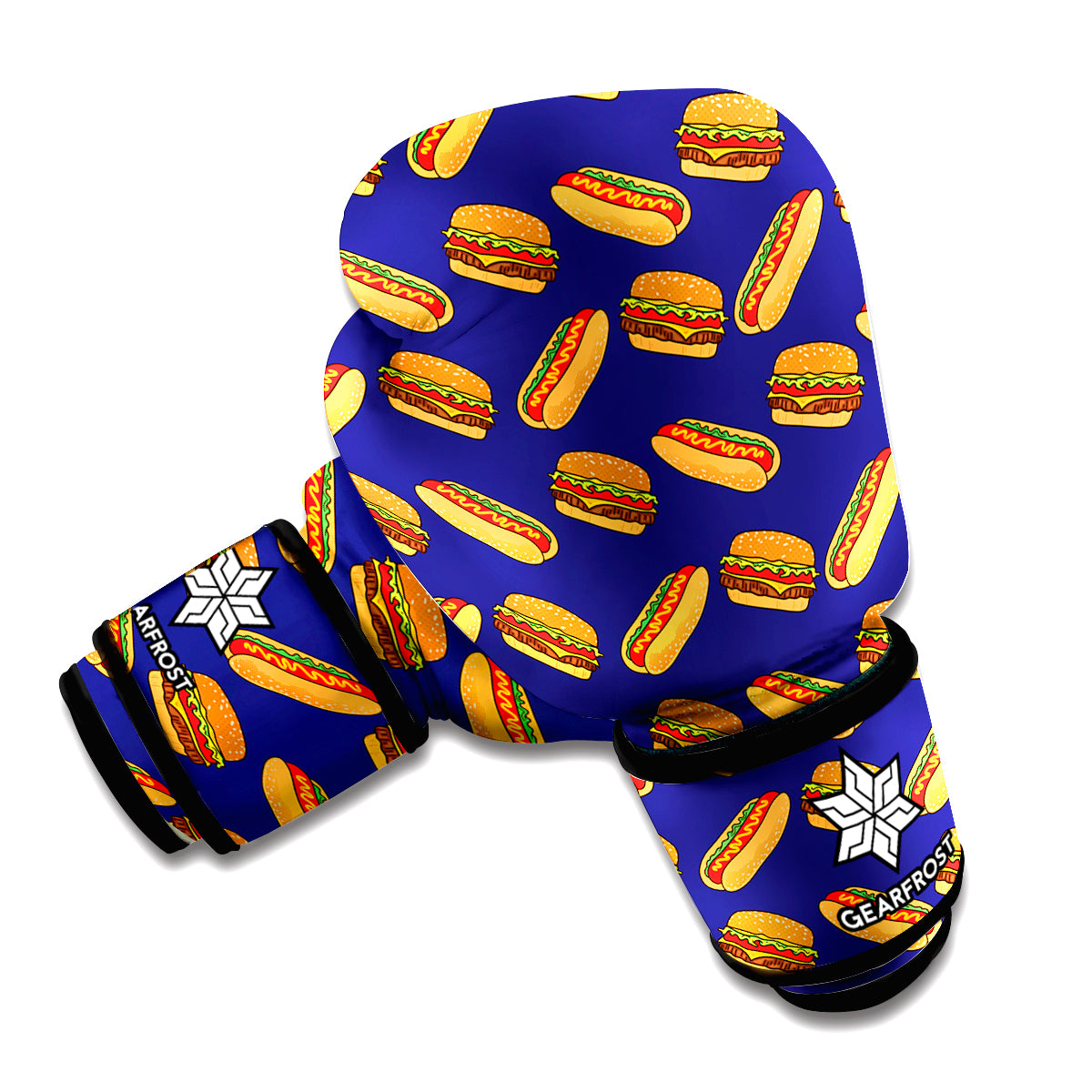 Hot Dog And Hamburger Pattern Print Boxing Gloves