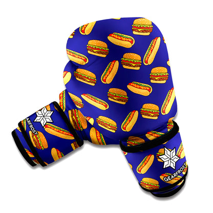Hot Dog And Hamburger Pattern Print Boxing Gloves
