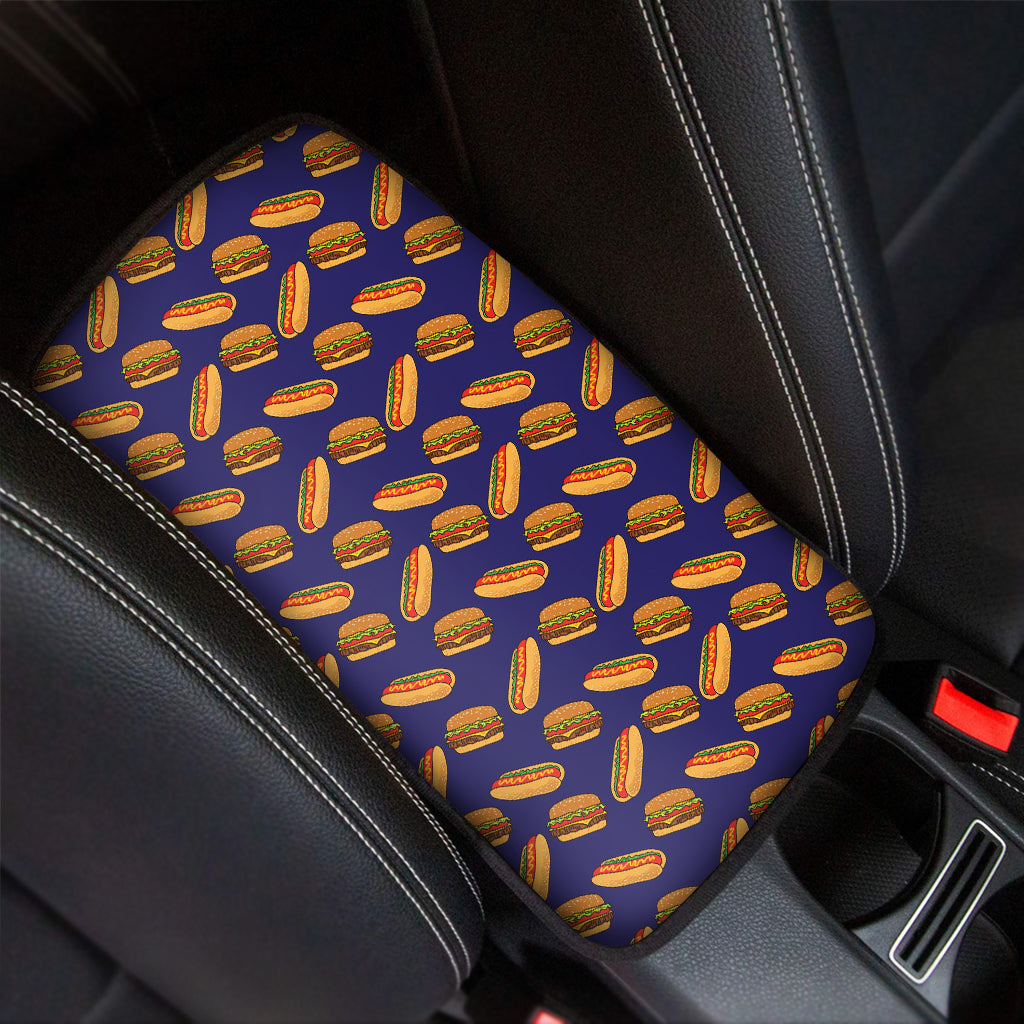 Hot Dog And Hamburger Pattern Print Car Center Console Cover
