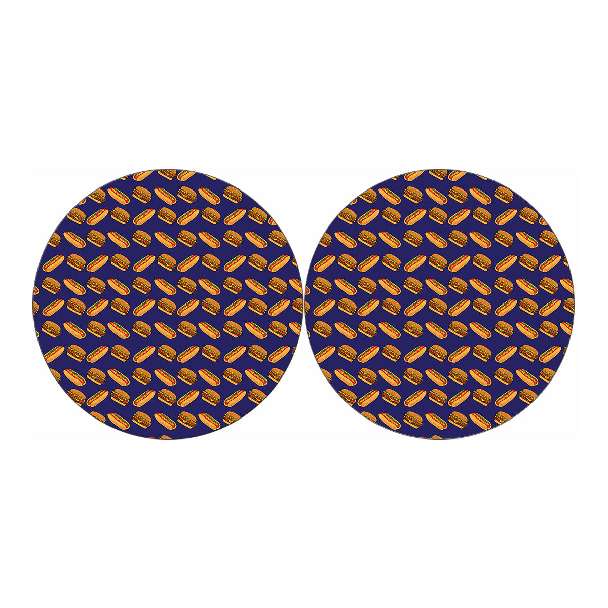 Hot Dog And Hamburger Pattern Print Car Coasters