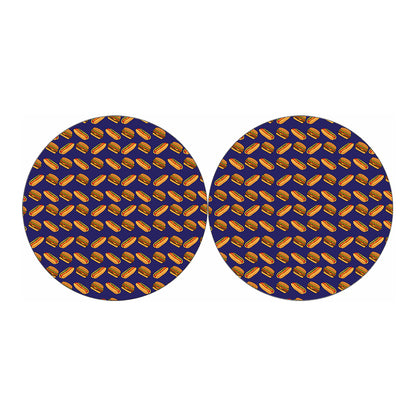 Hot Dog And Hamburger Pattern Print Car Coasters