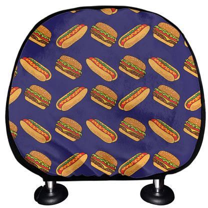 Hot Dog And Hamburger Pattern Print Car Headrest Covers