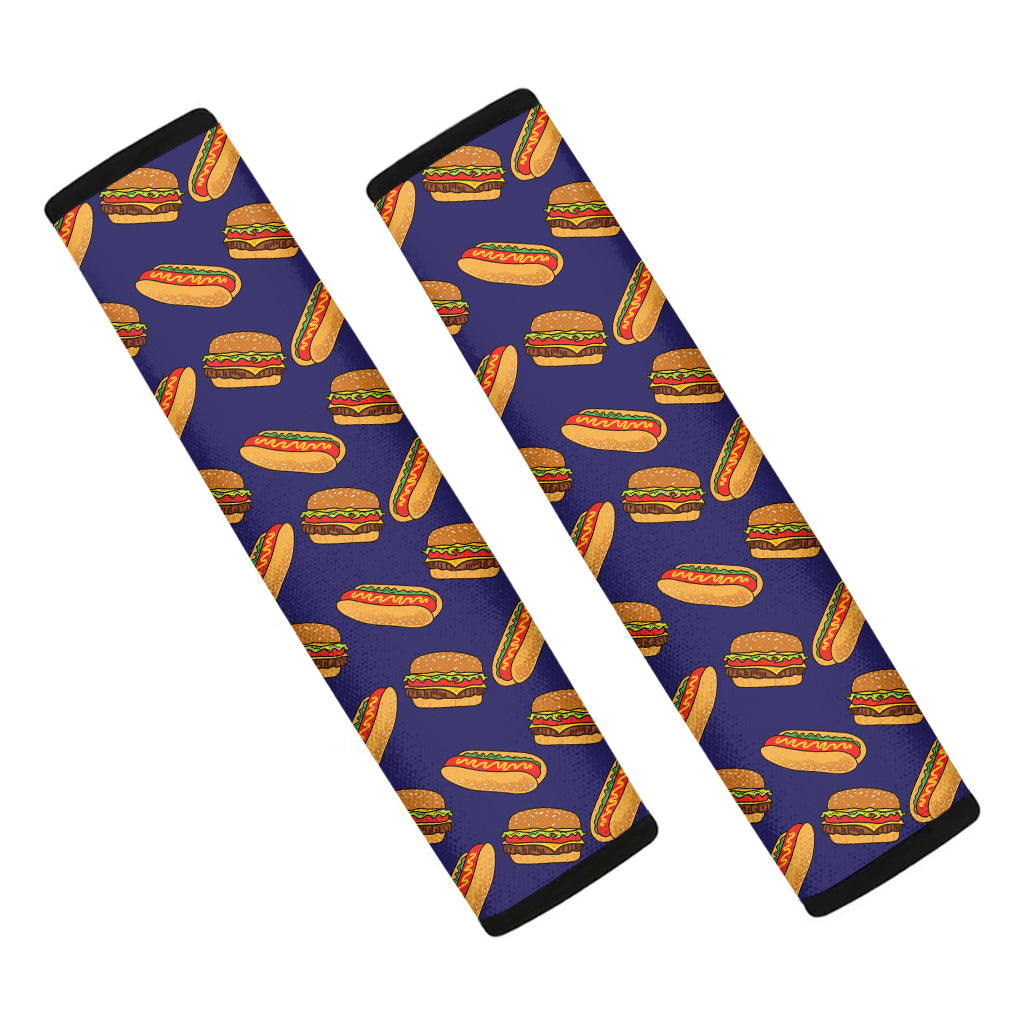 Hot Dog And Hamburger Pattern Print Car Seat Belt Covers