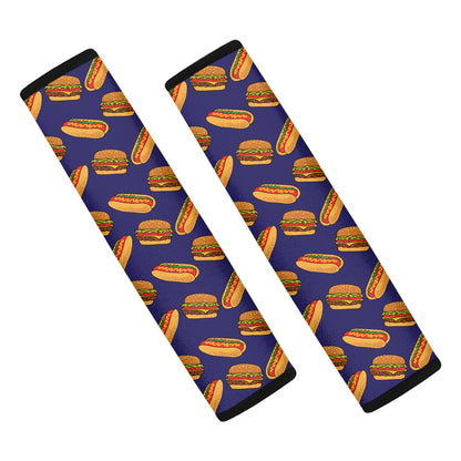Hot Dog And Hamburger Pattern Print Car Seat Belt Covers