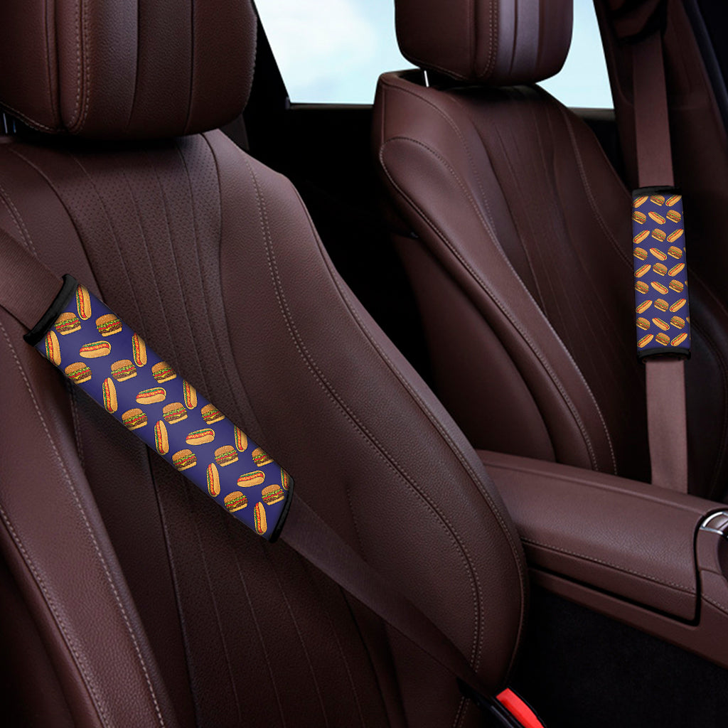 Hot Dog And Hamburger Pattern Print Car Seat Belt Covers
