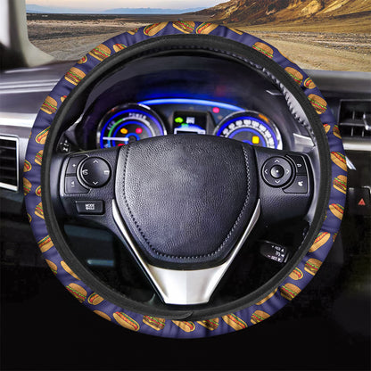 Hot Dog And Hamburger Pattern Print Car Steering Wheel Cover