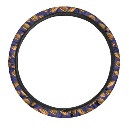 Hot Dog And Hamburger Pattern Print Car Steering Wheel Cover