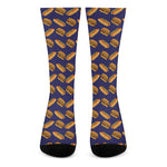 Hot Dog And Hamburger Pattern Print Crew Socks