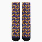 Hot Dog And Hamburger Pattern Print Crew Socks